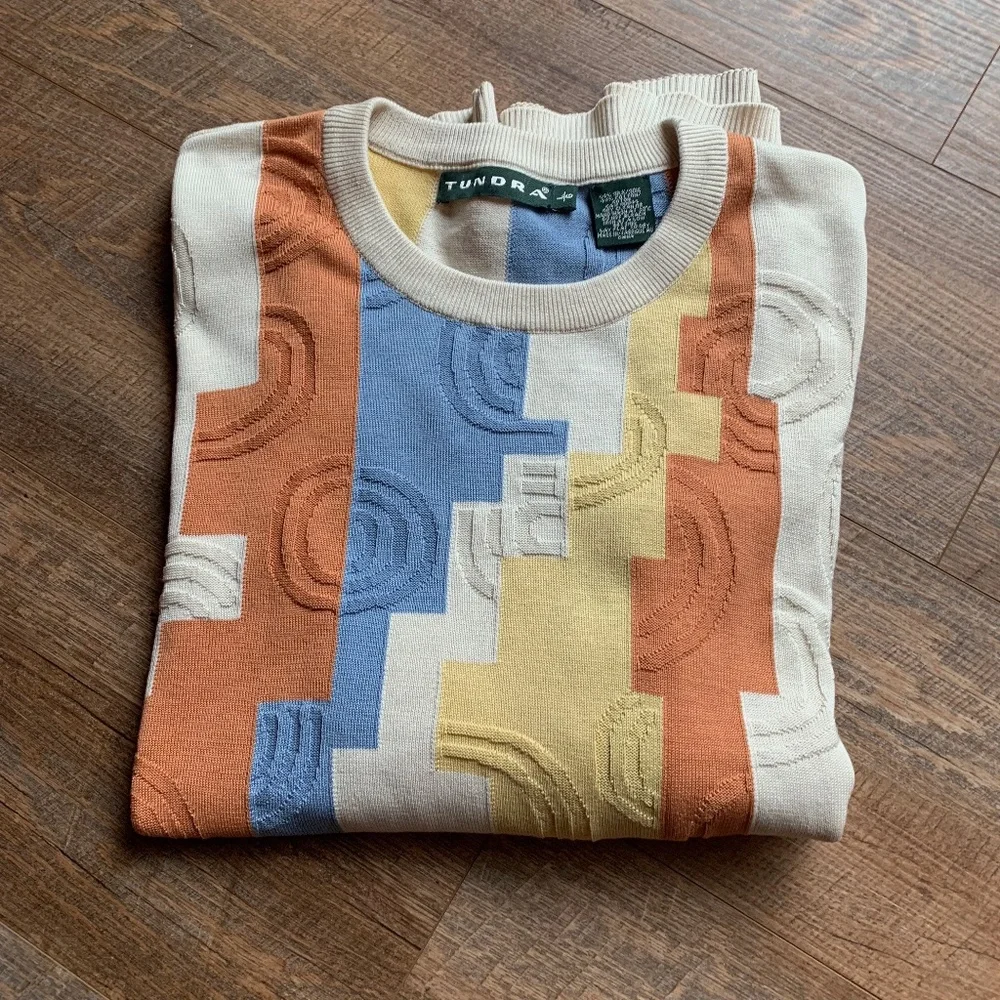 Men's Tundra Silk-Cotton Textured Lightweight Sweater Sz Large - Picture 6 of 6